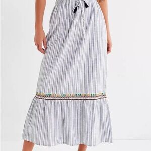 NWT Urban Outfitters Raga Steel Blue & White Striped Sailor Maxi Skirt Size S